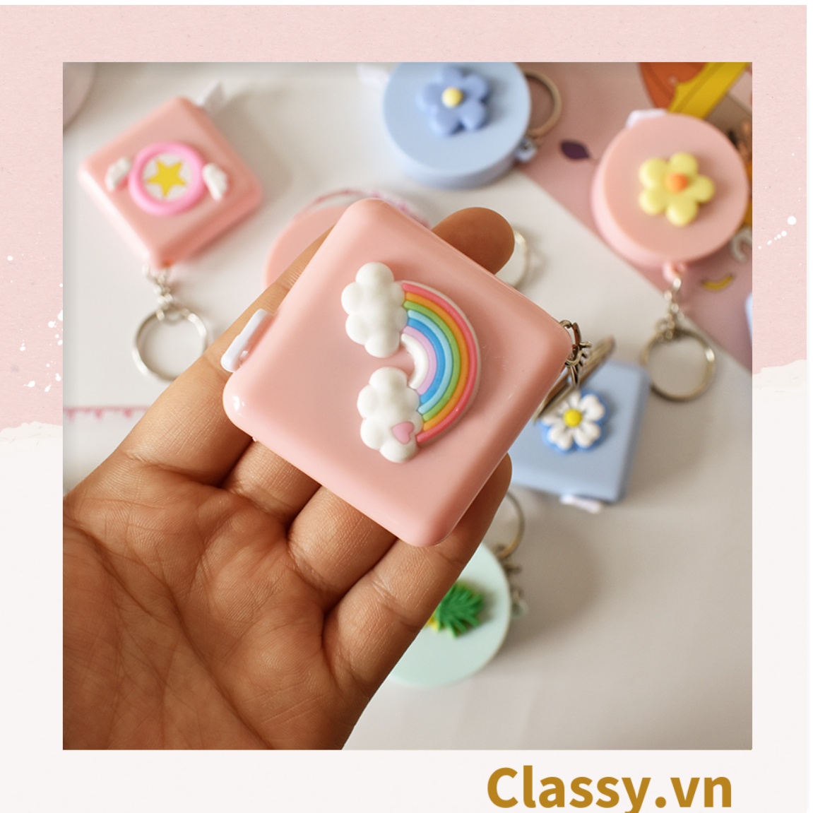 Classy Móc khóa, thước dây hộp nhựa siêu dễ thương PK1553