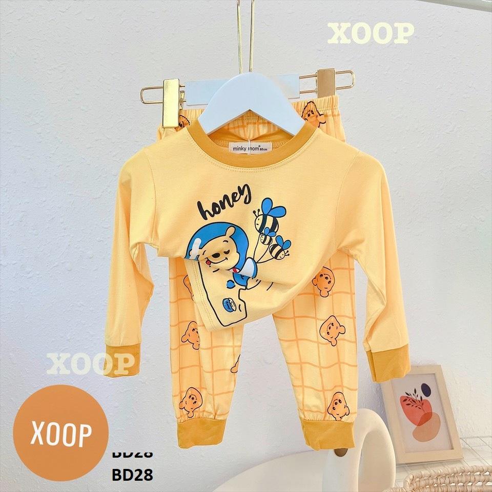 Bộ dài tay chất thun lạnh - Bộ dài tay hang Minky Mom in họa tiết Gấu Crush cho bé (9-19kg) BD28