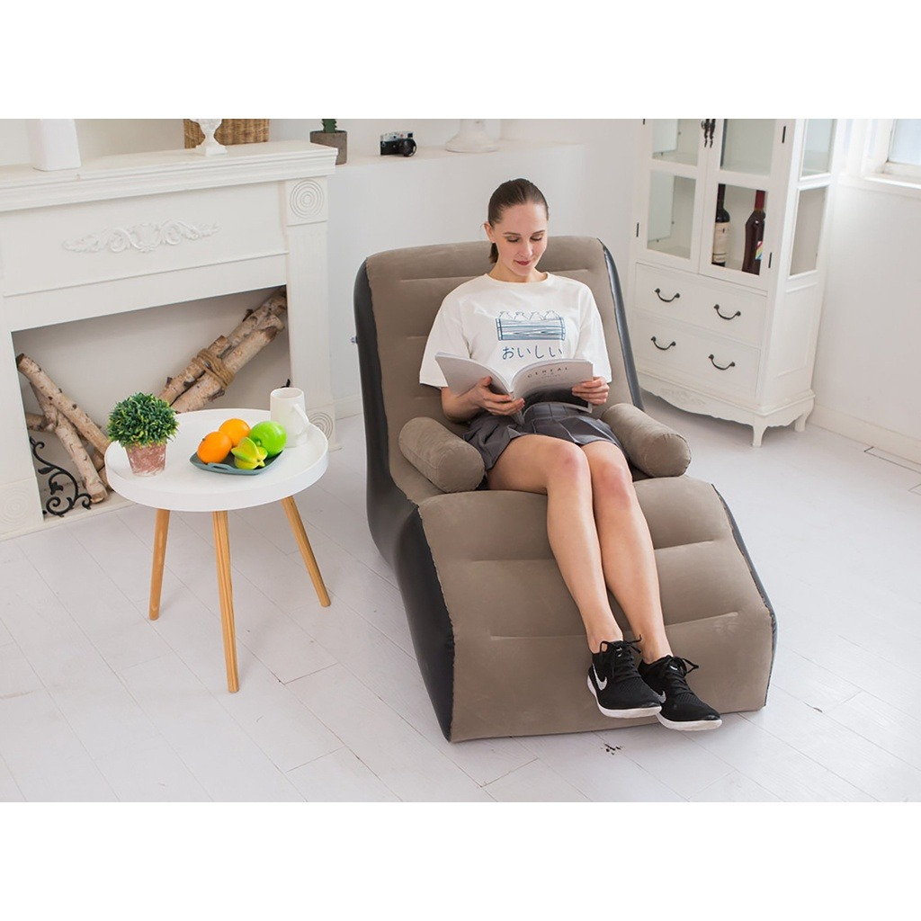 Ghế Hơi Tựa Lưng, Ghế Hơi Sofa Bọc Nhung Có Tay Vịn, Mềm Mịn, Chất Lượng Cao