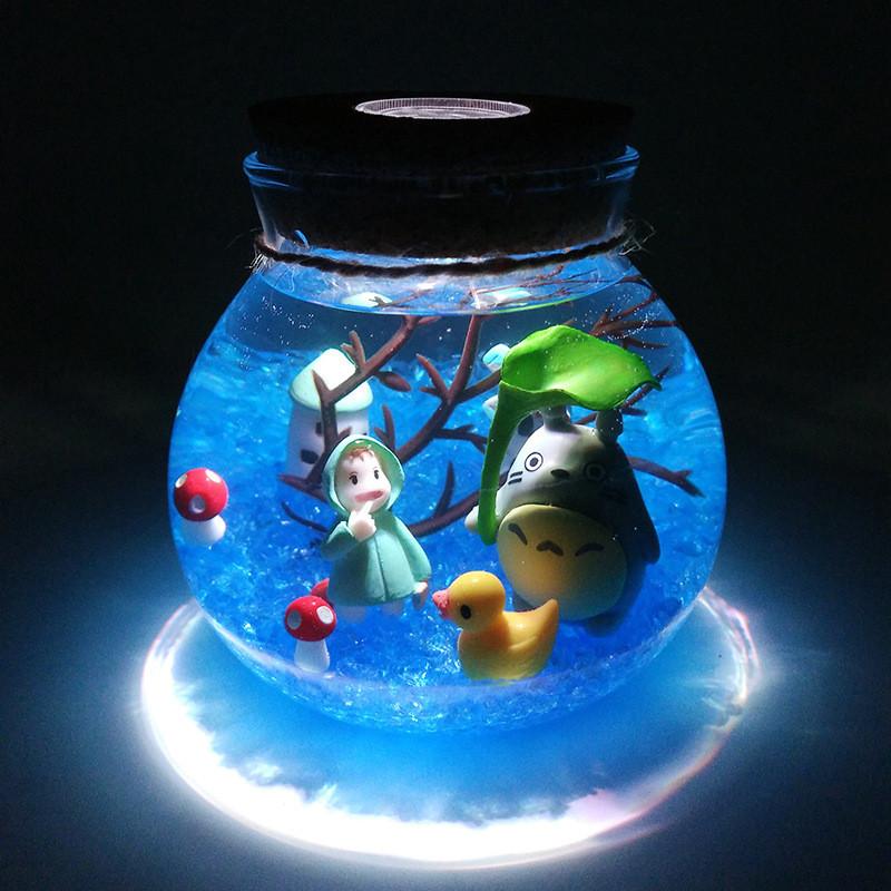 Rùa Totoro Đèn Ngủ Để Bàn Trang Trí Nhiều Màu Sắc Phong Cảnh Dạ Quang Sinh Thái Bình Đèn Ngủ Trẻ Em Bé Giáng Sinh Gif