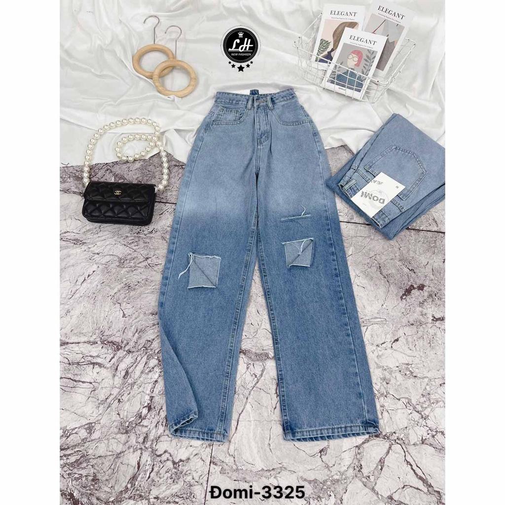 Quần jean rách gối nữ loang màu ulzzang siêu cao Lê Huy Fashion MS 3325