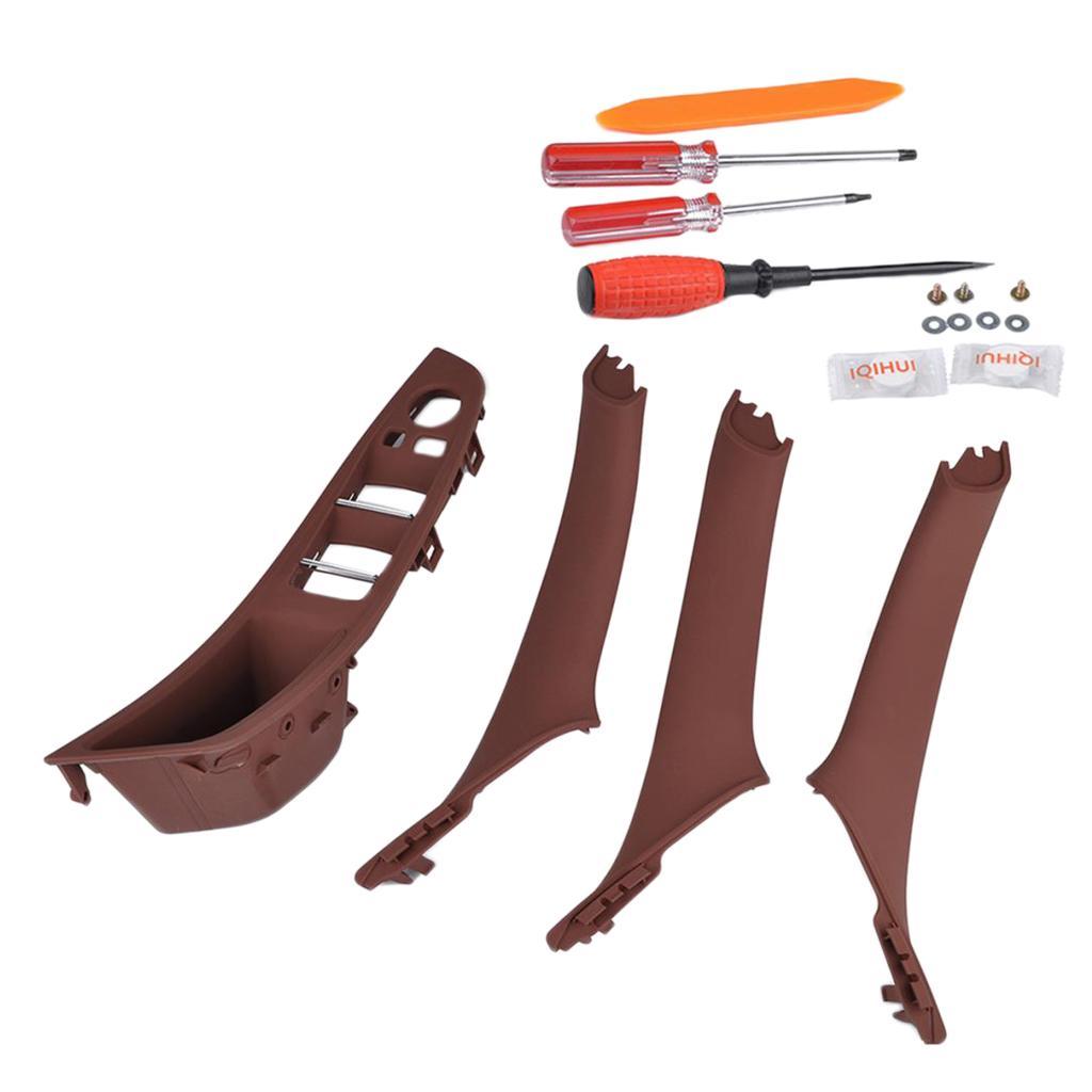 4PCS Door Handle Window Switch Panel Interior Button Frame for Red Brown