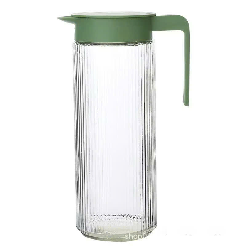 Bình Nước Thủy Tinh Cao Cấp Có Tay Cầm Kèm 4 Cốc, Bộ Ấm Nước 1000ml Vân Sọc Sang Trọng - HÀNG CHÍNH HÃNG MINIIN