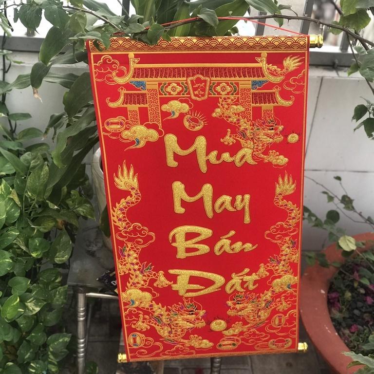 Liễng trang trí tết in chữ Việt Nam làm từ vải nhung