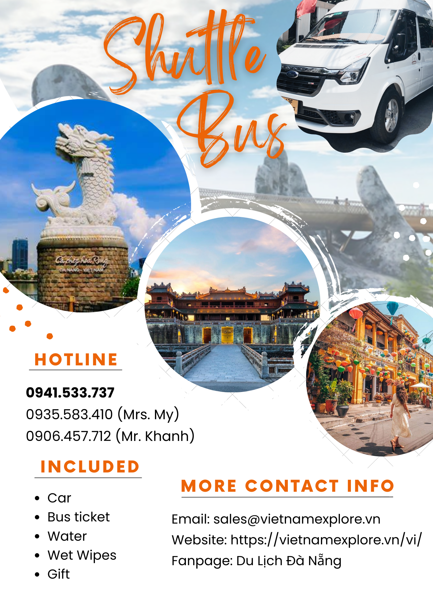 Xe bus Hội An - Huế (một chiều)/ Shuttle Bus Hoi An to Hue (one way)