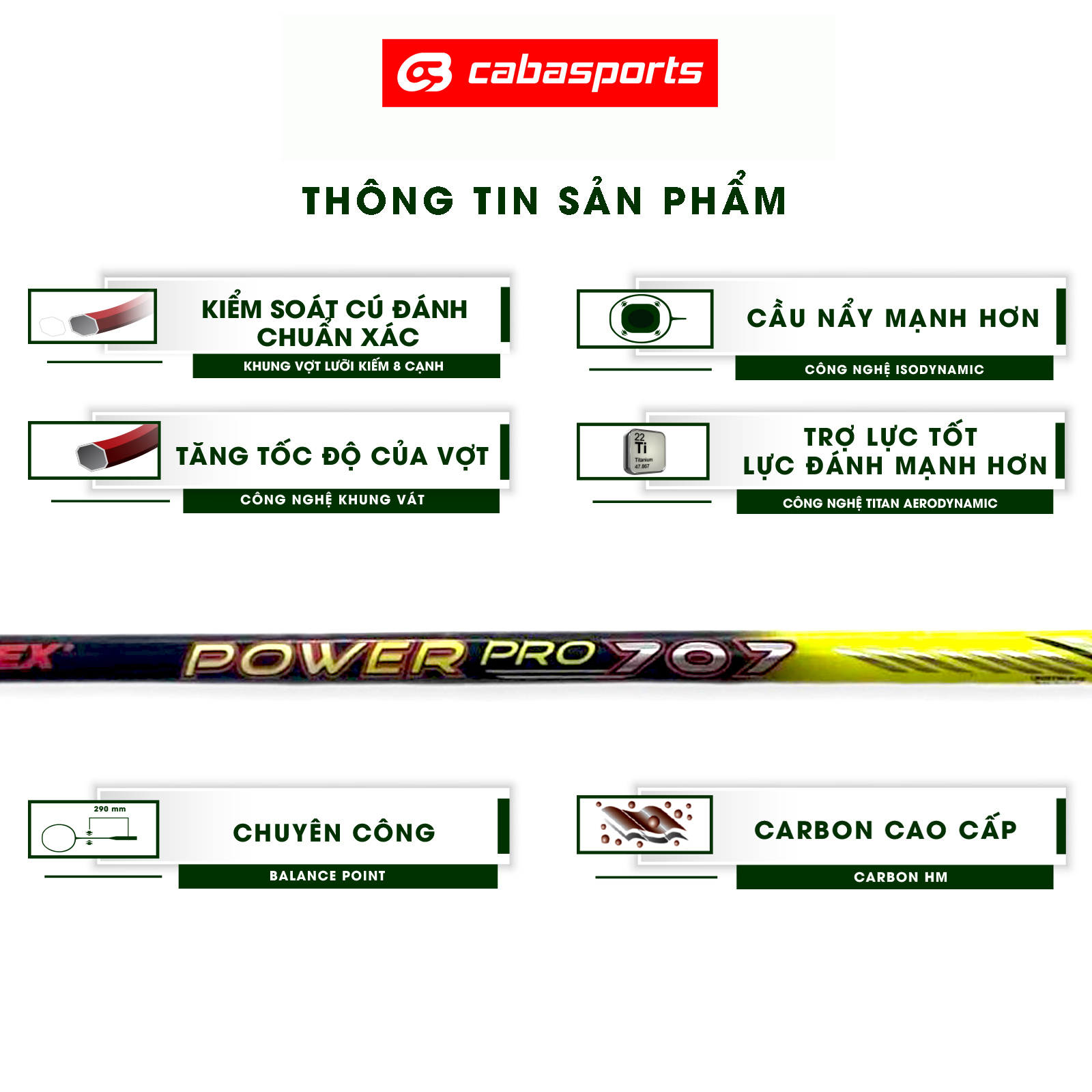 Vợt cầu lông giá rẻ chính hãng thể thao chuyên tấn công ProKennex Power Pro 707  - Đã đan lưới