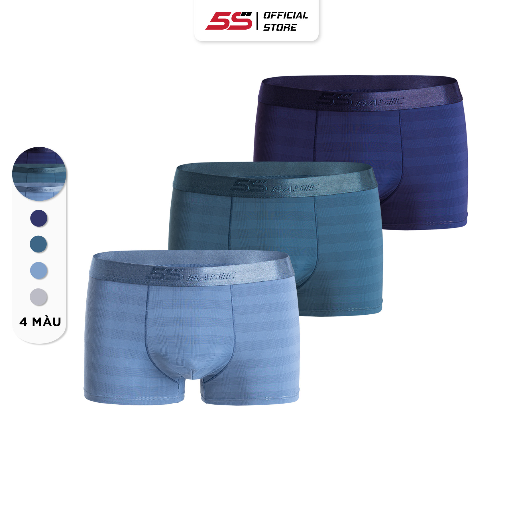 Combo 3 Quần Sịp Đùi Nam Boxer 5S, Chất Cao Cấp, Siêu Thấm Hút, Kháng Khuẩn Tốt (3C-BOX23003)