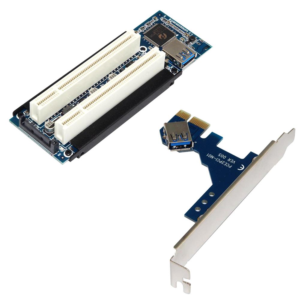 PCI-E Express X1 To Dual PCI Riser Extender Card Adapter With USB 3.0 Cable