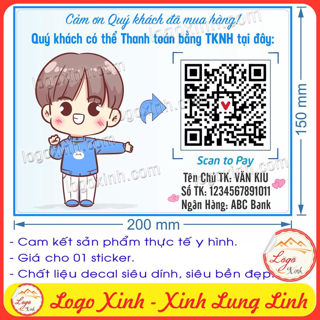 Tem Sticker Dán Mã Quét QR Code Chibi Dễ Thương Ghi Tài Khoản Ngân Hàng, Mã QR Để Chuyển Tiền Cho Quầy Quán,Cửa Hàng....