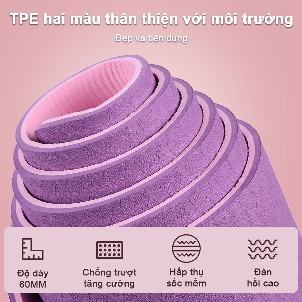 OneTwoFit Thảm Tập Yoga Định Tuyến TPE cao cấp tặng kèm túi đựng - 2 Lớp Chống Trượt 6mm/8mm