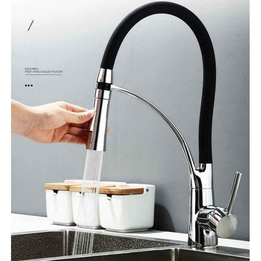 Vòi Rửa Chén Nóng Lạnh Đầu Vòi Dây Rút Tiện Lợi