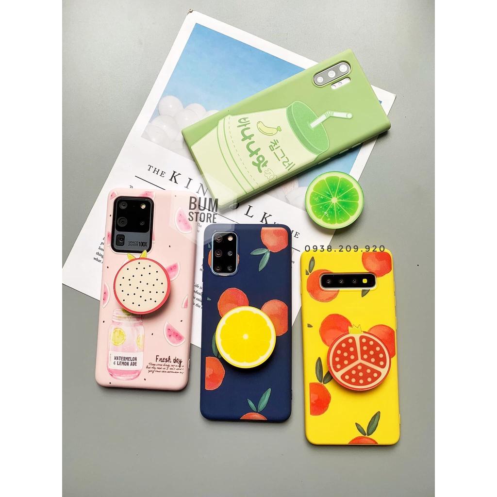 Ốp lưng dẻo kèm Popsocket Trái cây Cho Samsung Galaxy S20 Ultra / S20 Plus / S10 / S10 Plus / Note plus / Note 10