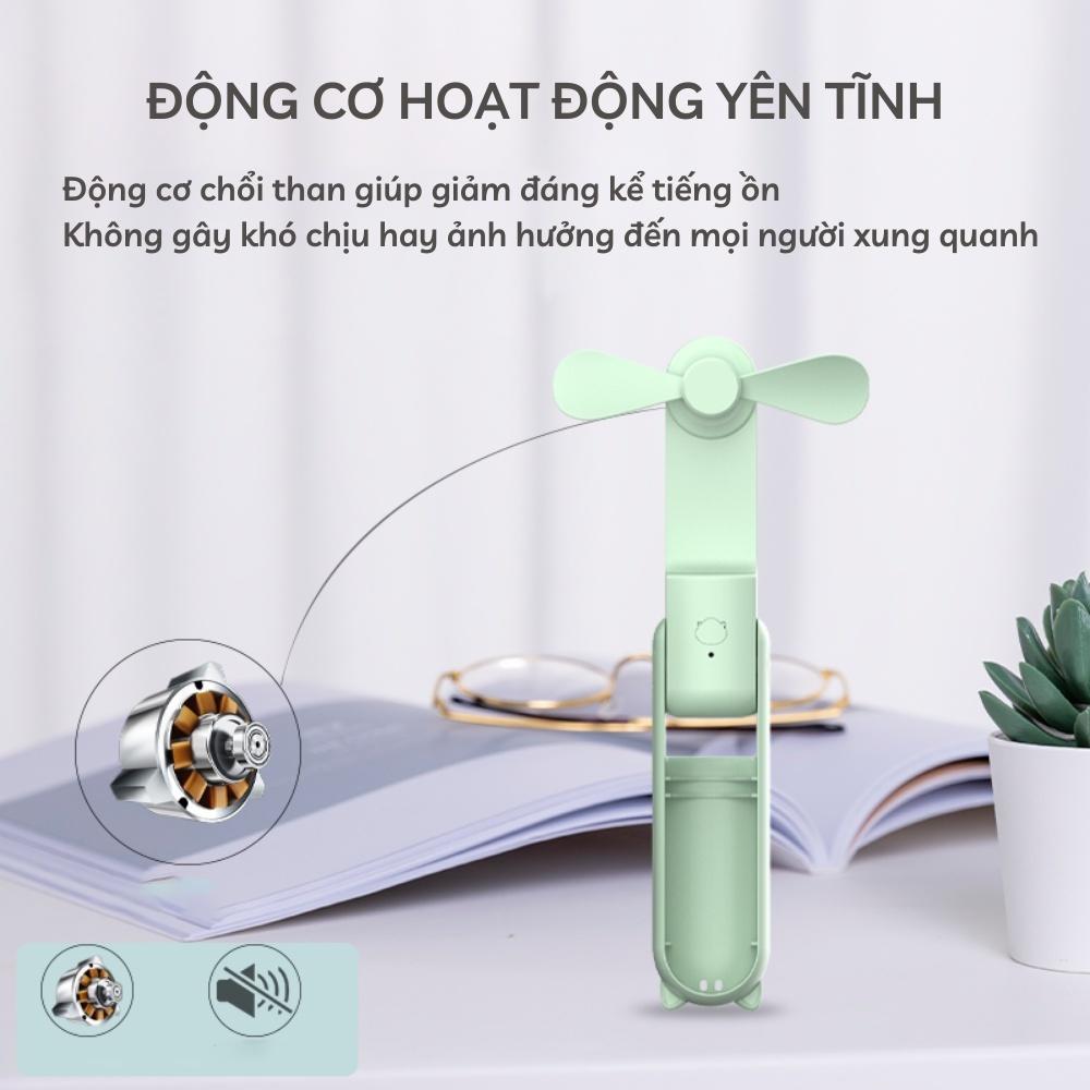 Quạt mini, quạt cầm tay mini gấp gọn 3 chết độ gió, tích hợp sạc dự phòng, dung lượng pin 2000mAh, bảo hành 6 tháng