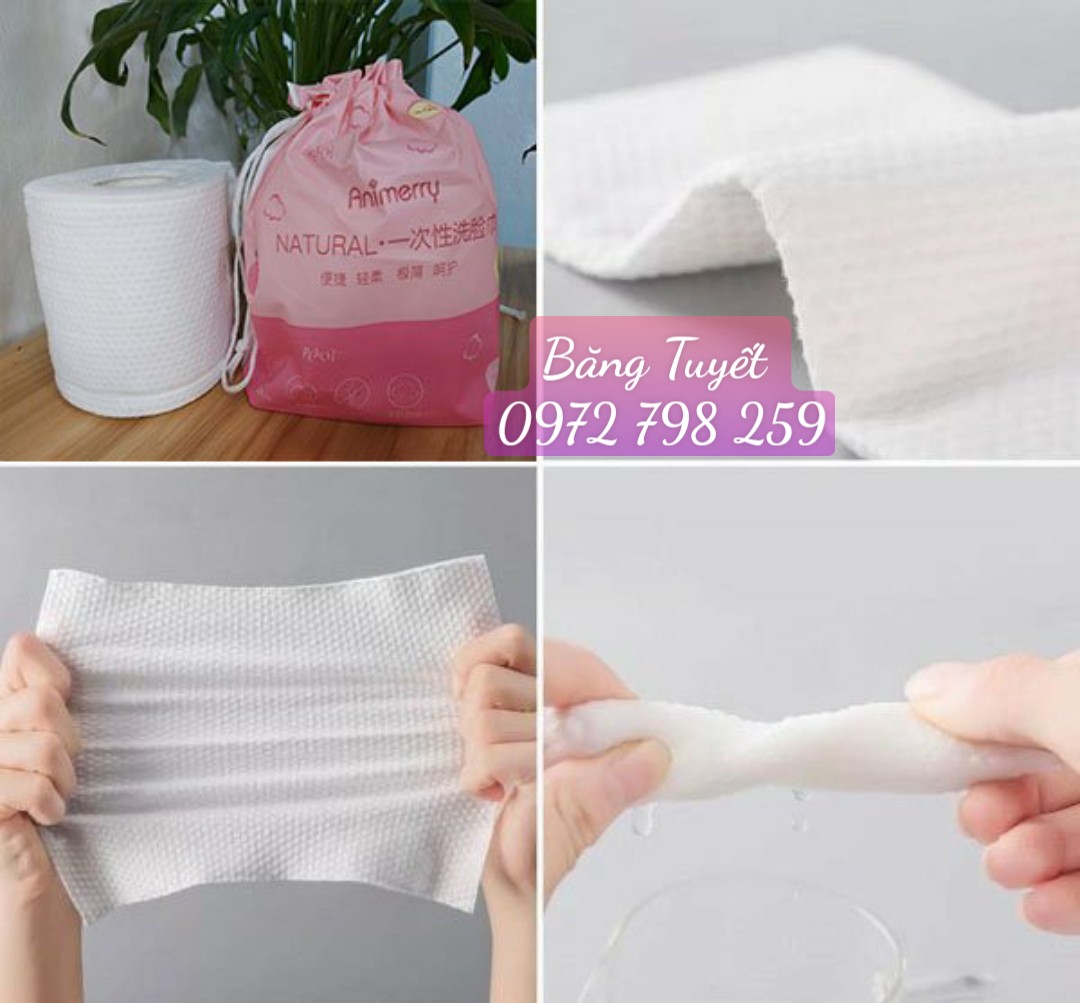 Khăn lau mặt khô cao cấp Animerry, khăn giâý lau da năng ,khăn tẩy trang từ Cotton