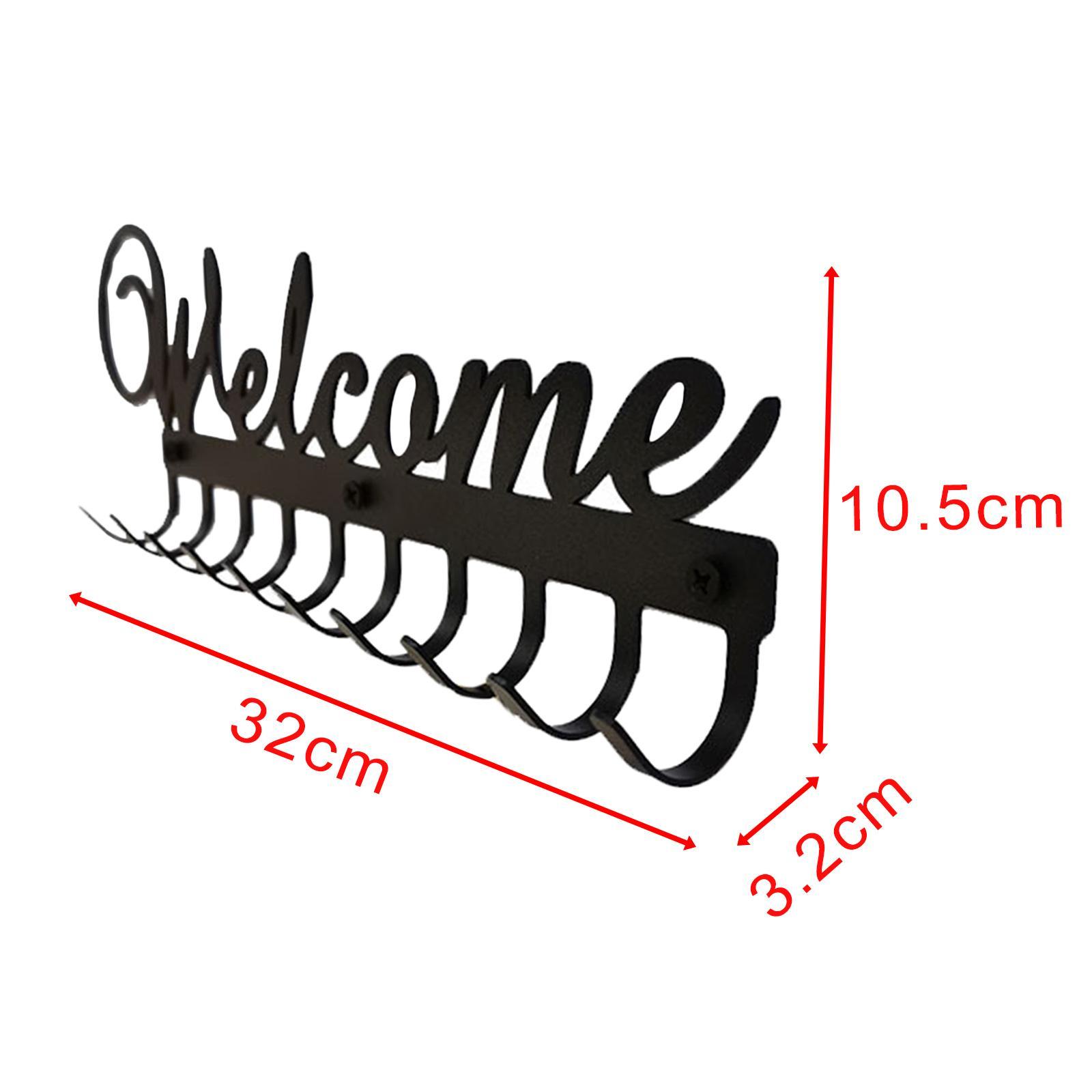 Welcome Wall Mounted Key Holder 10 Hooks Key Hooks Decorative for Front Door