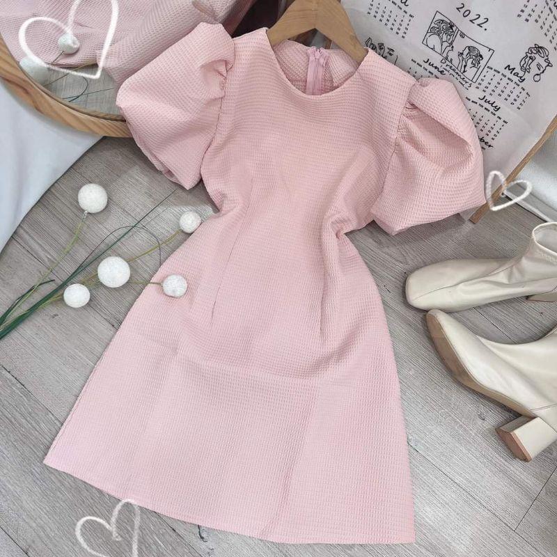 Đầm váy dạo phố cổ tròn tay phồng nhiều màu Jun Dress