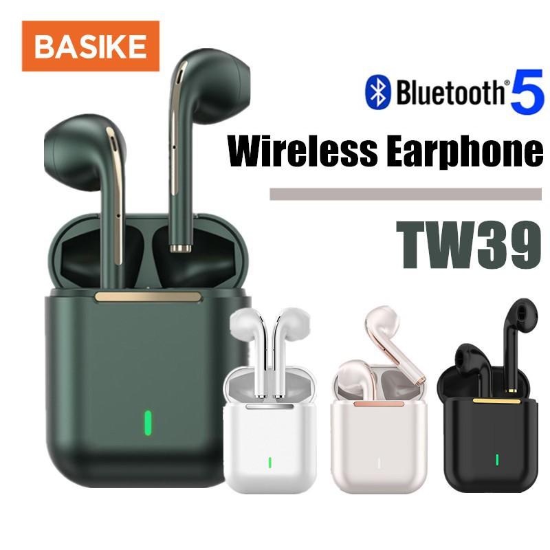 Tai Nghe Không Dây BASIKE TW39 TWS Bluetooth 5.0 Có Micro Khử Tiếng Ồn Cho Android Iphone - Hàng Nhập Khẩu