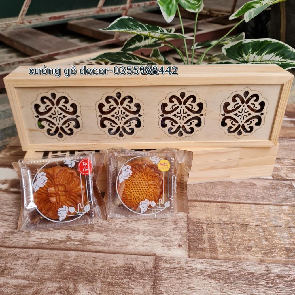 Hộp đựng bánh trung thu handmade, đựng bánh kẹo tết bằng gỗ 4 bánh, 6 bánh, 8 bánh