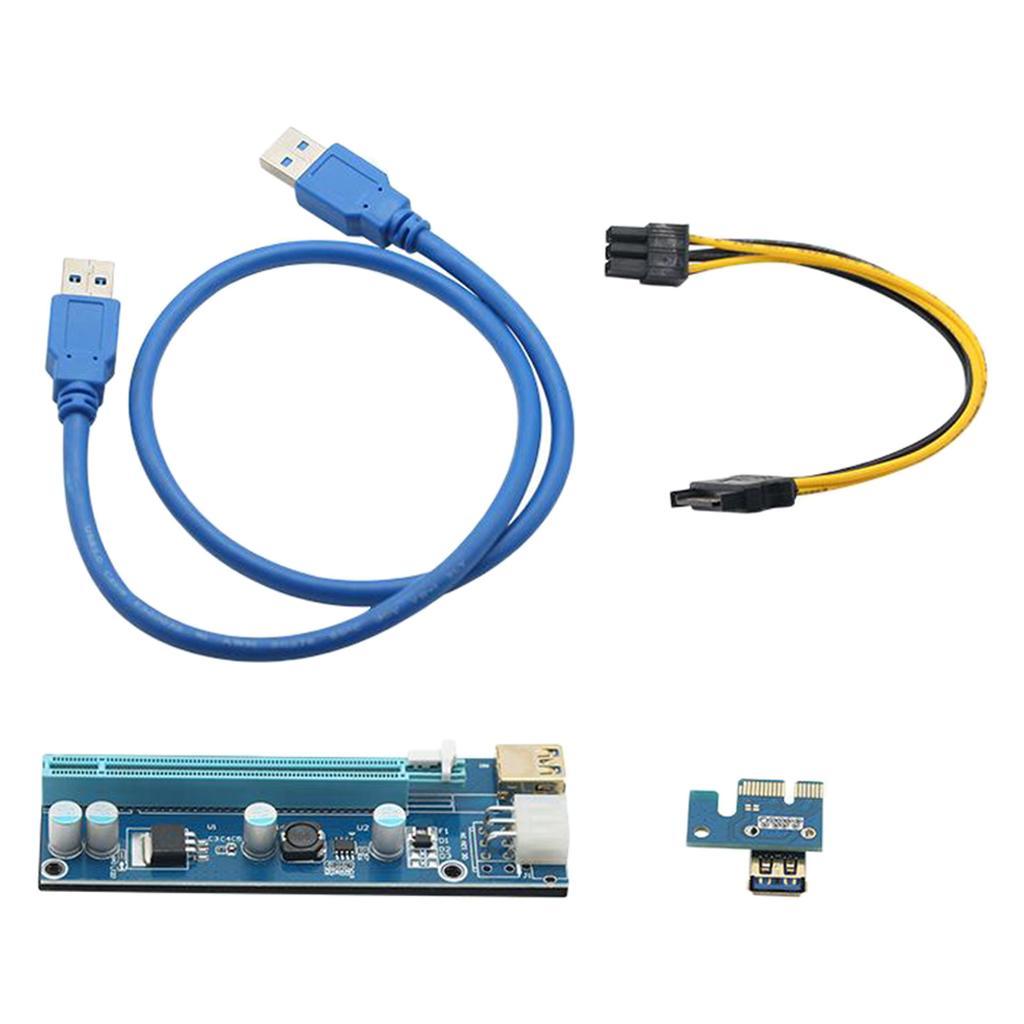 2X PCI-E Riser Card 009S Pcie Express USB Cable SATA 15Pin to 6Pin Power Cable