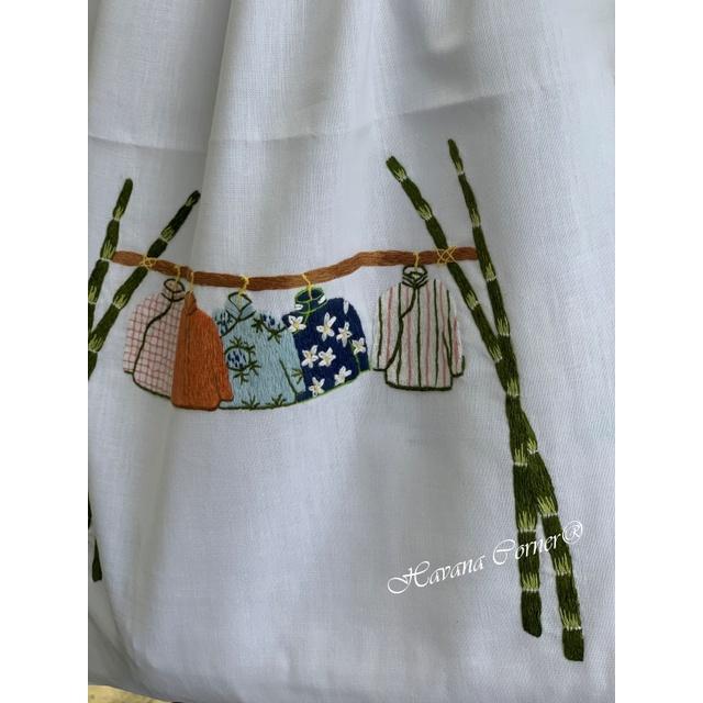 Túi dây rút thêu tay hình quần áo mắc thanh tre size 34*49 cm - Hand Embroidery Lingerie Bag Vietnam