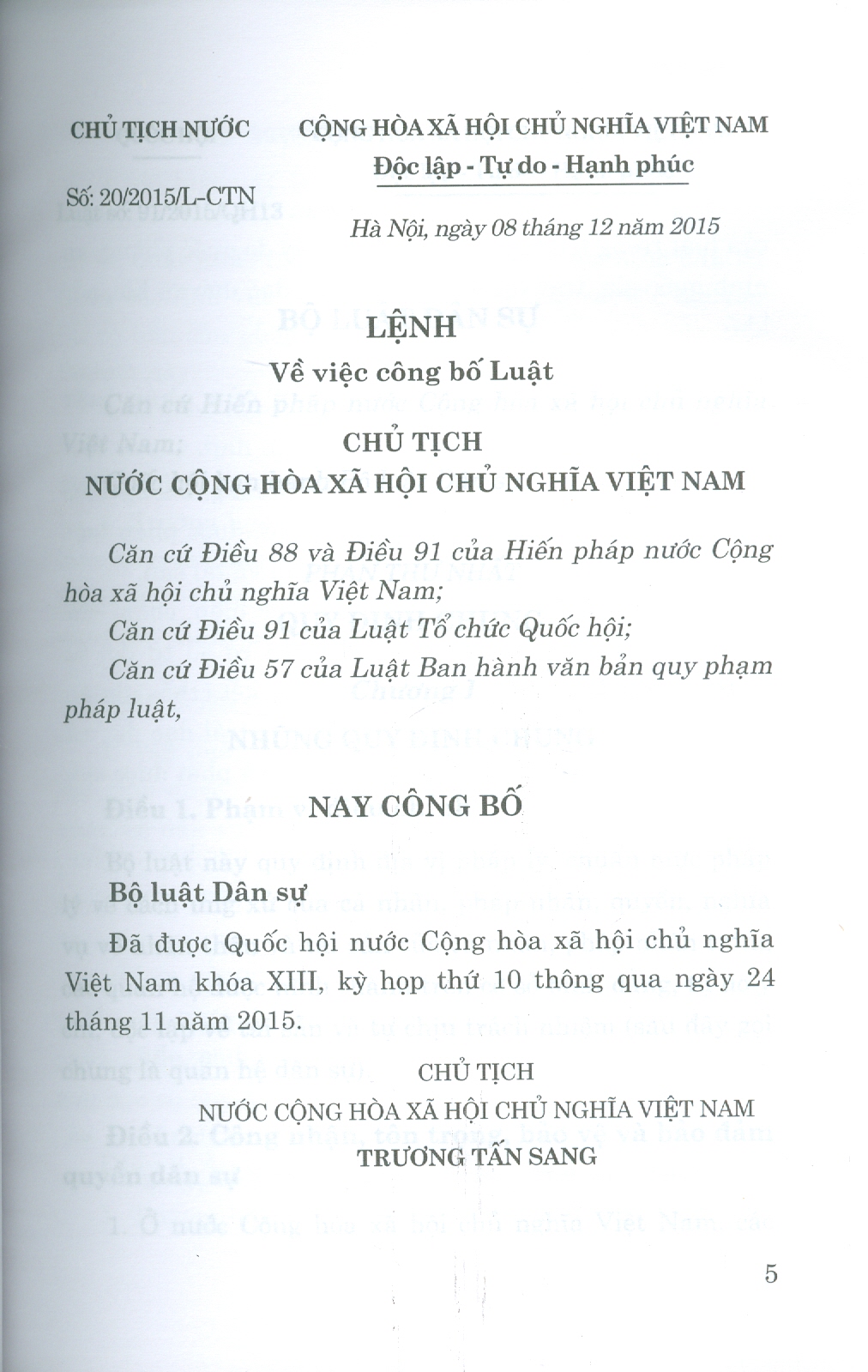 Sách - Bộ Luật Dân Sự Năm 2015
