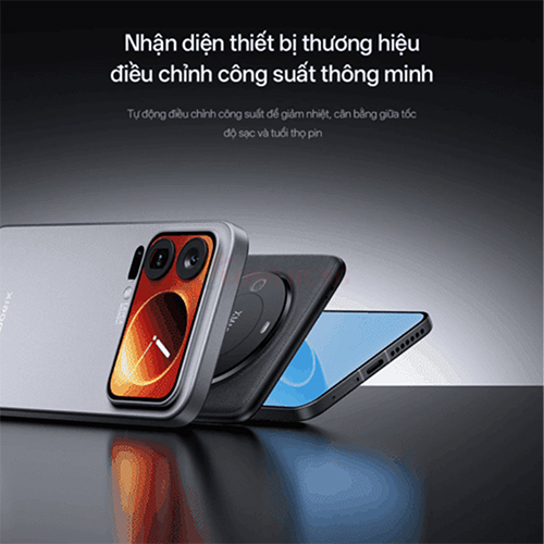 Cốc cạc Cuktech 6 Ultra GaN Built-in USB-C Cable 1USB 2Type-C 100W AD653U - Hàng chính hãng