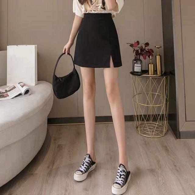 (Big size) chân A ngắn xẻ trước trong có quần C027