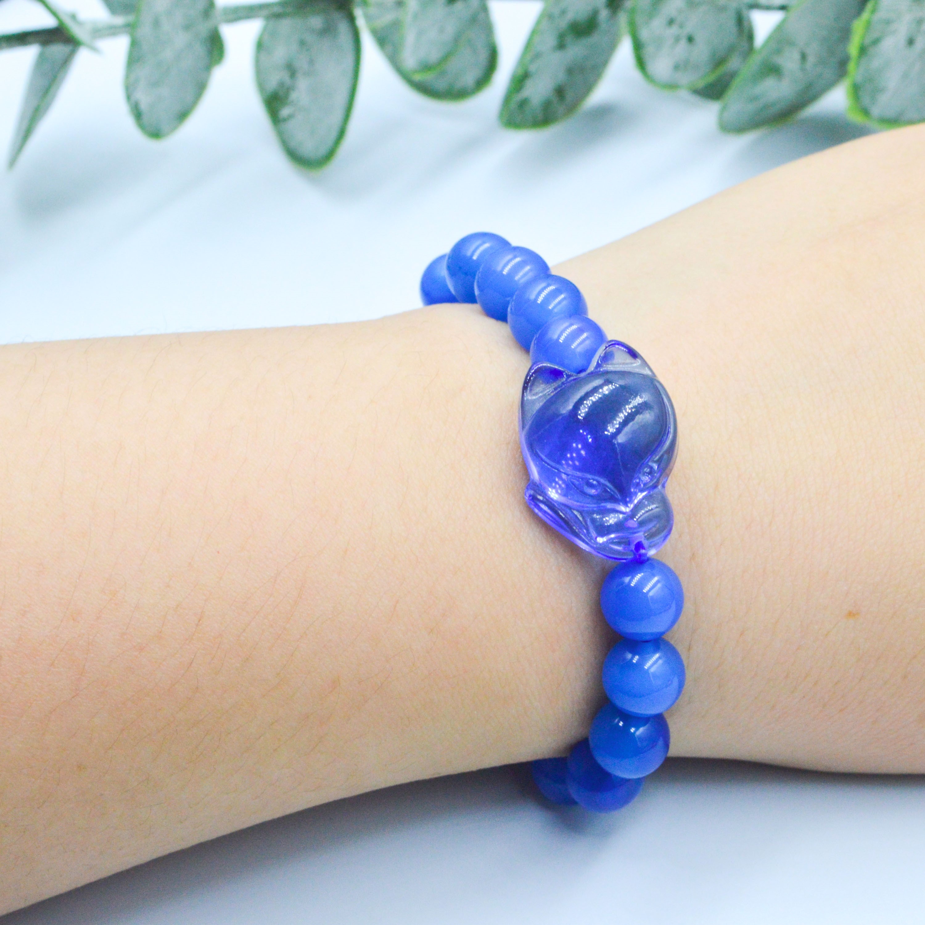 Vòng Tay Hồ Ly Baby Topaz Xanh Dương Phối Mã Não Xanh Dương