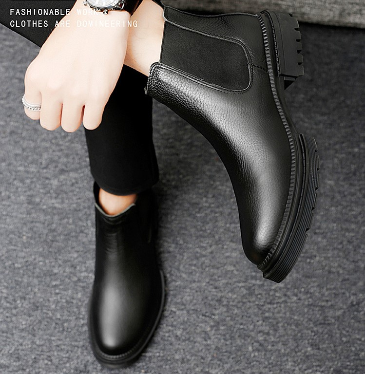 Giày chelsea boots da thật, giày bốt cổ cao big size cỡ lớn 44-45 cho nam cao to chân ú bè - BT215