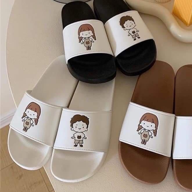 Dép nữ quai ngang Girl &amp; Boy quai da mềm mịn - Dép lê đi chơi 2022