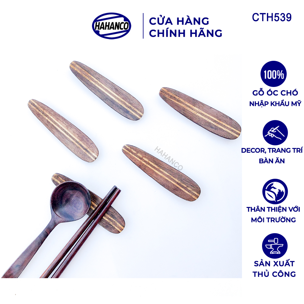 Gác đũa 2 trong 1 gỗ óc chó kẻ sọc tiện dụng và sang trọng trên bàn ăn - CTH539