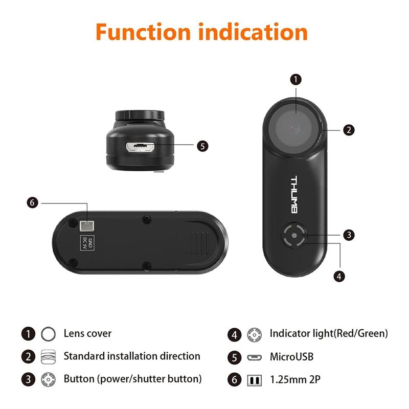 Máy ảnh ngón tay cái FPV Action Camera với Ổn định Gyroflow Ổn định Nhỏ HD cho máy bay không người lái FPV