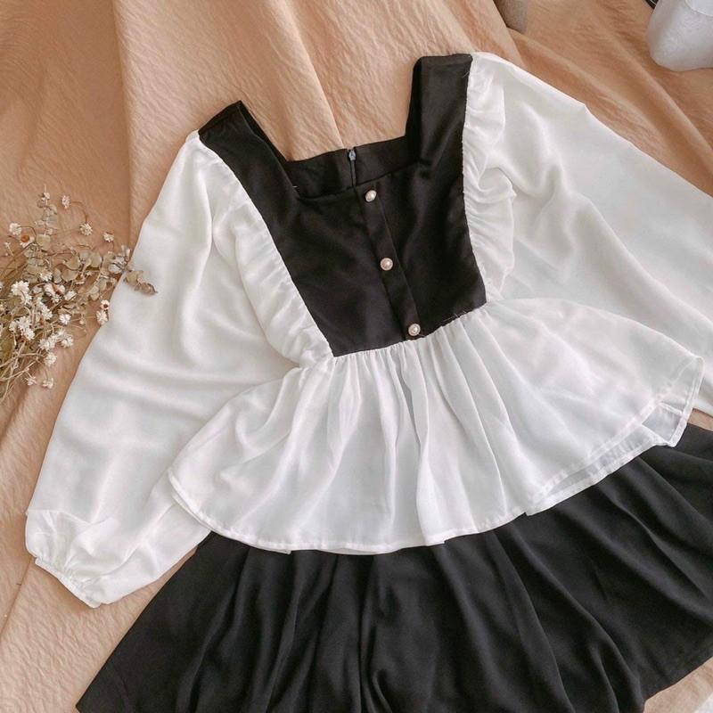 CM - SET ÁO PEPLUM KÈM CV ĐEN