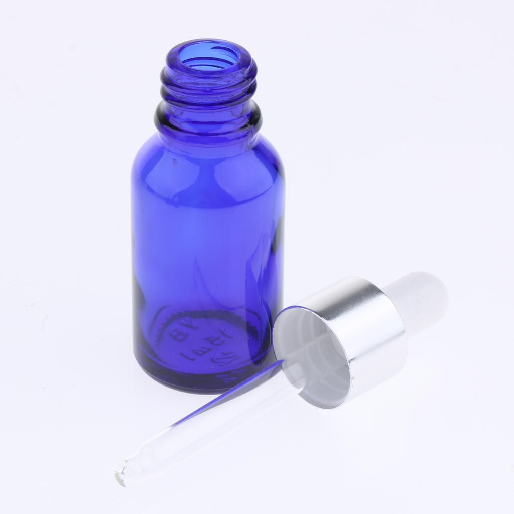 6Pcs 10ml + 6x 30ml Empty Glass Eye Dropper Bottle for Essential Oils Blue