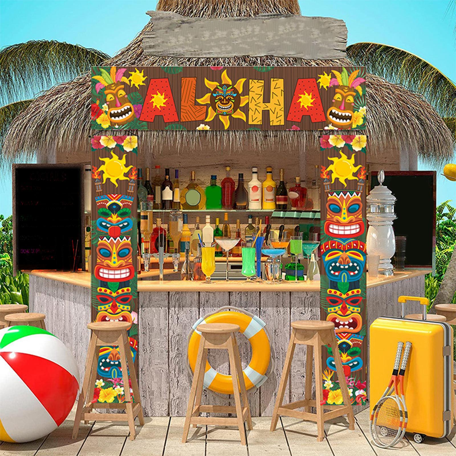 Door Banner Party Jungle Background Backdrop for Hawaiian Birthday Door