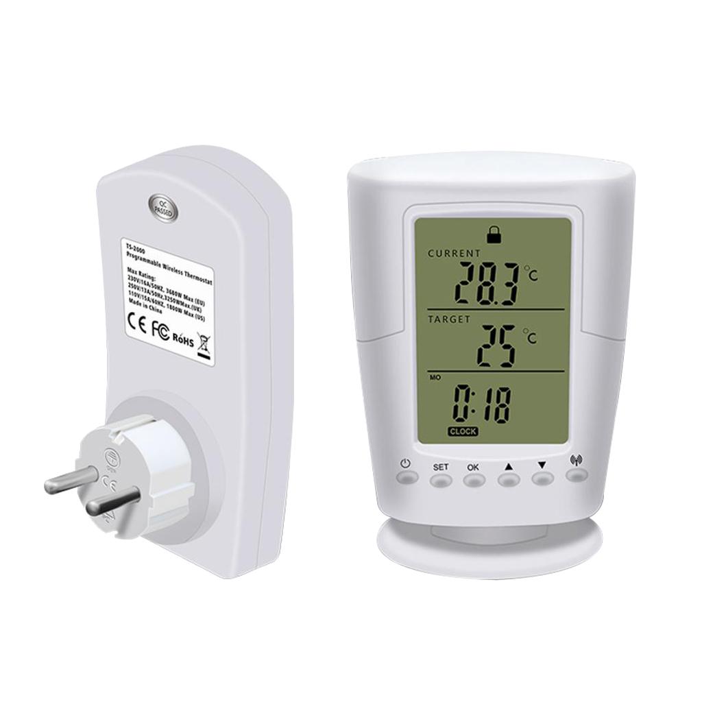 TS-2000 Có Thể Lập Trình Không Dây Bình Giữ Nhiệt Ổ Cắm LCD Trắng Nhà Thông Minh