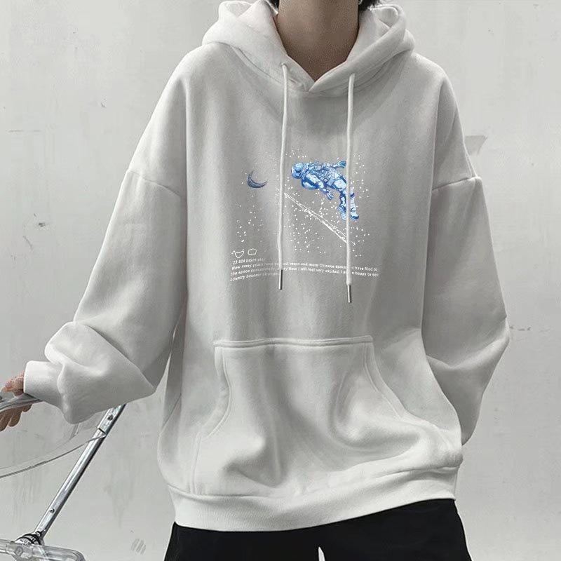 Áo Hoodie Mỏng Dáng Rộng In Hình Phi Hành Gia Galaxy Thời Trang Unisex M-8XL