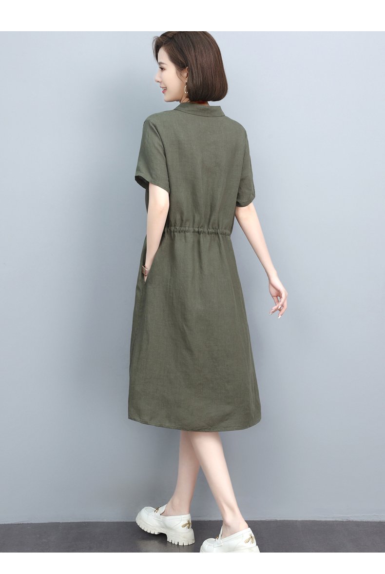 Đầm suông linen form rộng cổ sơ mi không kén dáng mặc, thời trang phong cách trẻ thời trang thương hiệu chính hãng Đũi Việt Dv75