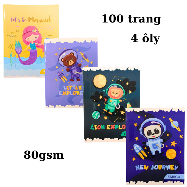 10 cuốn Tập vở học sinh 100 trang 4 ô ly 80gsm khổ giấy tiêu chuẩn