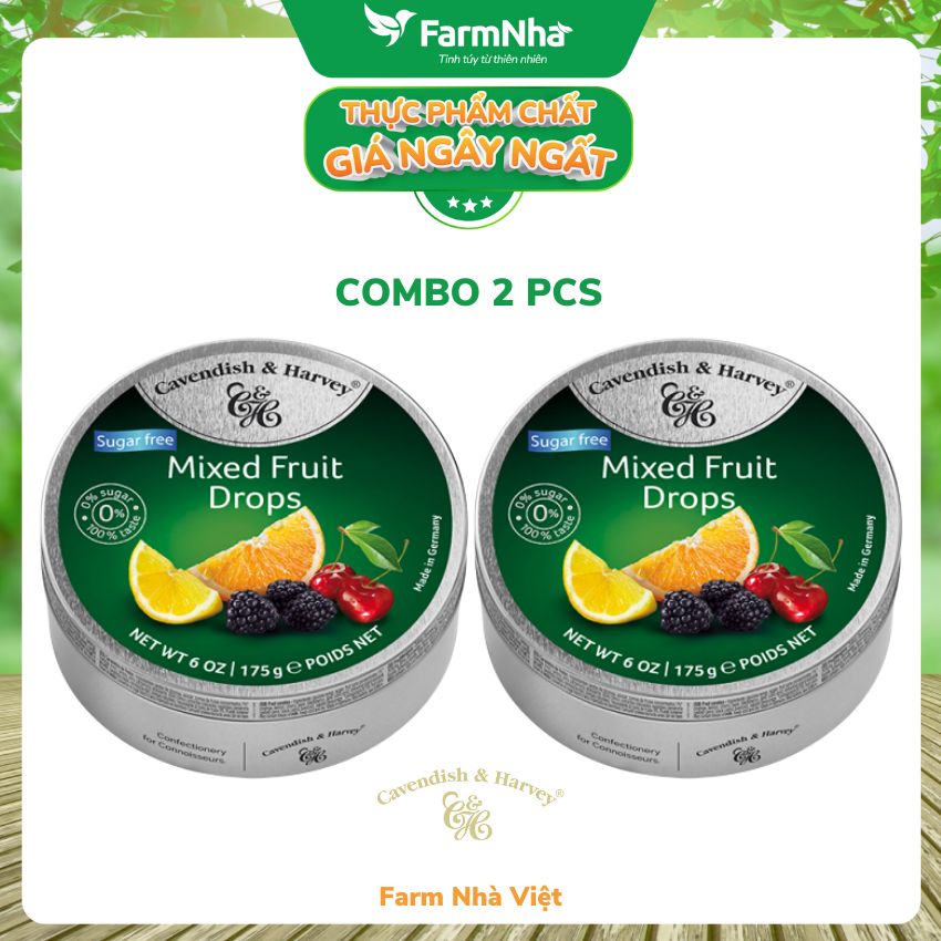 Kẹo trái cây Cavendish & Harvey vị MIXED FRUIT Sugar Free 175gr - Vị ngon tự nhiên tuyệt vời từ Đức