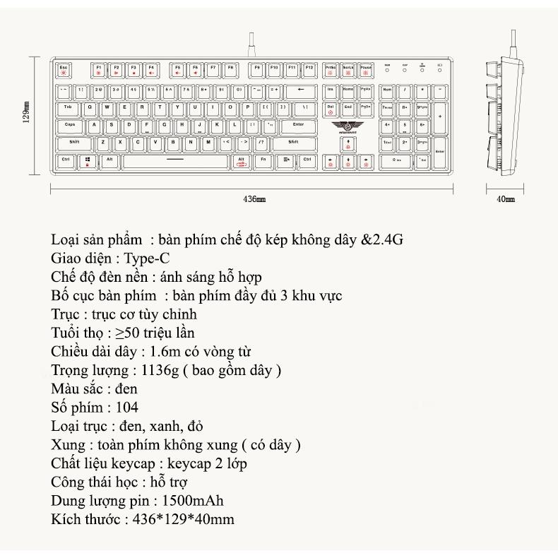 Bàn phím quang cơ không dây Newmen GM335,Hotswap,Keycap PBT-Hàng chính hãng