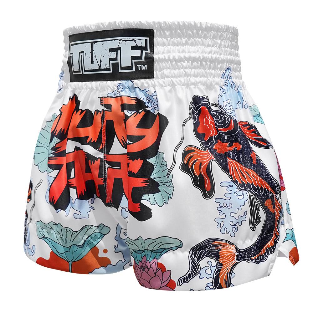 Quần Tuff Muay Thai White Japanese Koi Fish With Muay Thai Text