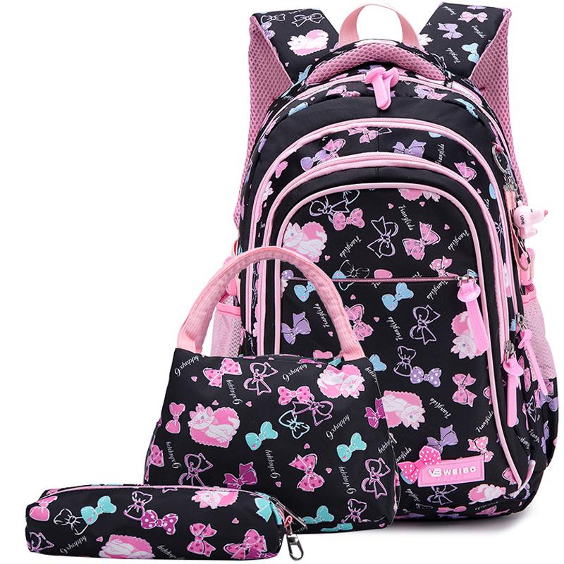 Set 3 Chống Thấm Nước Cho Bé Học Túi Cho Bé Gái In Hình Học Ba Lô Mới Túi Du Lịch Schoolbag Túi Sách Trẻ Em Mochila