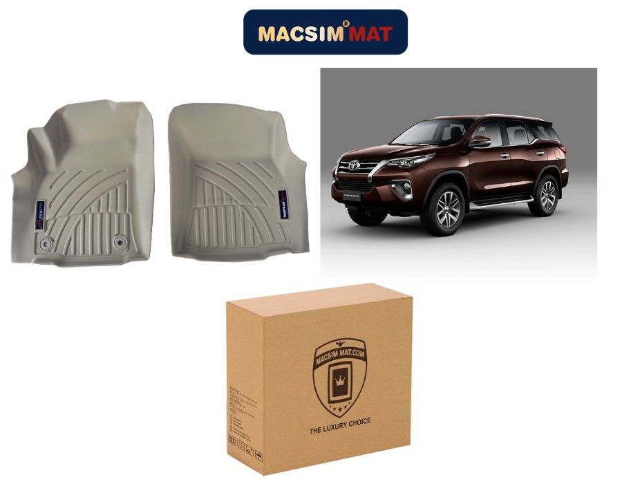 Thảm lót sàn xe ô tô Toyota Fortuner 2017-nay Nhãn hiệu Macsim chất liệu nhựa TPV cao cấp màu be