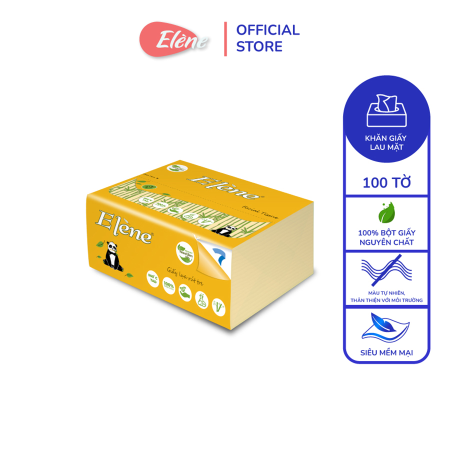 Giấy lụa rút tre Elene dùng lau mặt loại 100 tờ 3 lớp (Combo 1 thùng gồm 30 túi) - chính hãng cao cấp