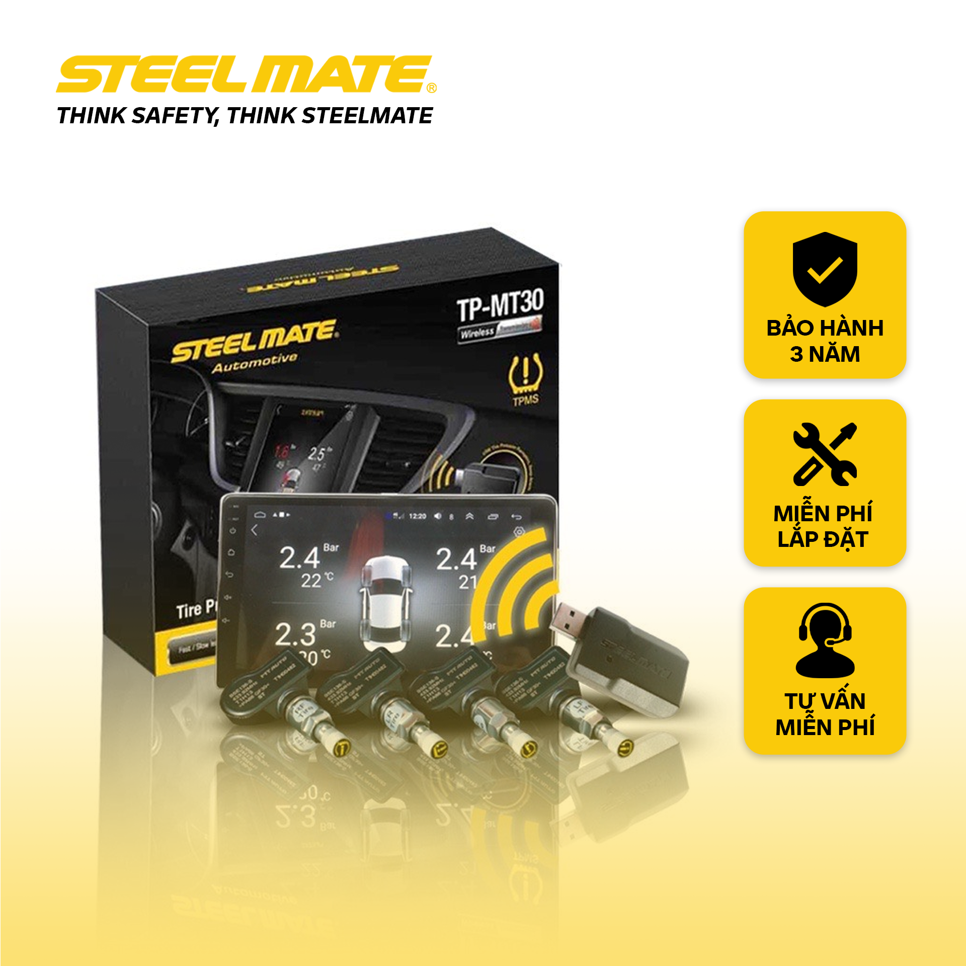 Cảm biến áp suất lốp năng lượng mặt trời TP-MT30 STEELMATE