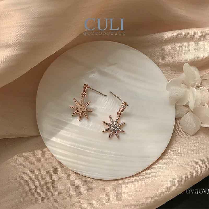 Khuyên tai, hoa tai chuôi bạc S925 hình mặt trời đính đá xinh xắn phong cách Hàn Quốc HT636 - Culi accessories