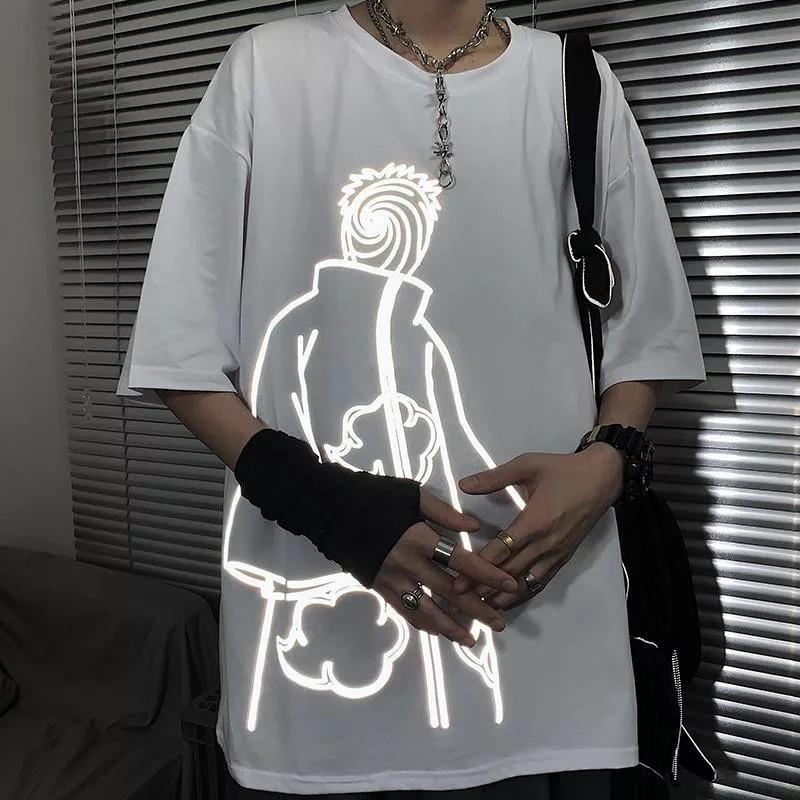 Áo phản quang nam tay lỡ form rộng Naruto Obito Uchiha vải cotton trumunisex aothununisex aophongnam