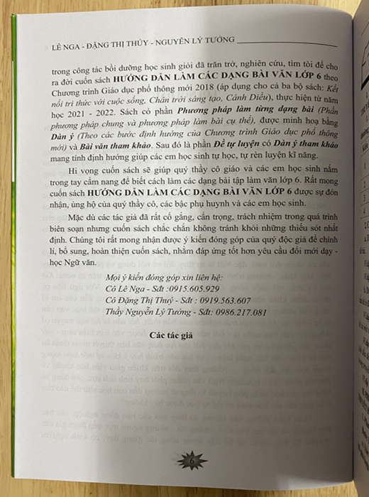 Hướng dẫn làm các dạng bài văn lớp 6 - Theo chương trình giáo dục phổ thông mới (Dùng chung cho cả ba bộ sách: Kết nối tri thức với cuộc sống - Chân trời sáng tạo - Cánh diều)