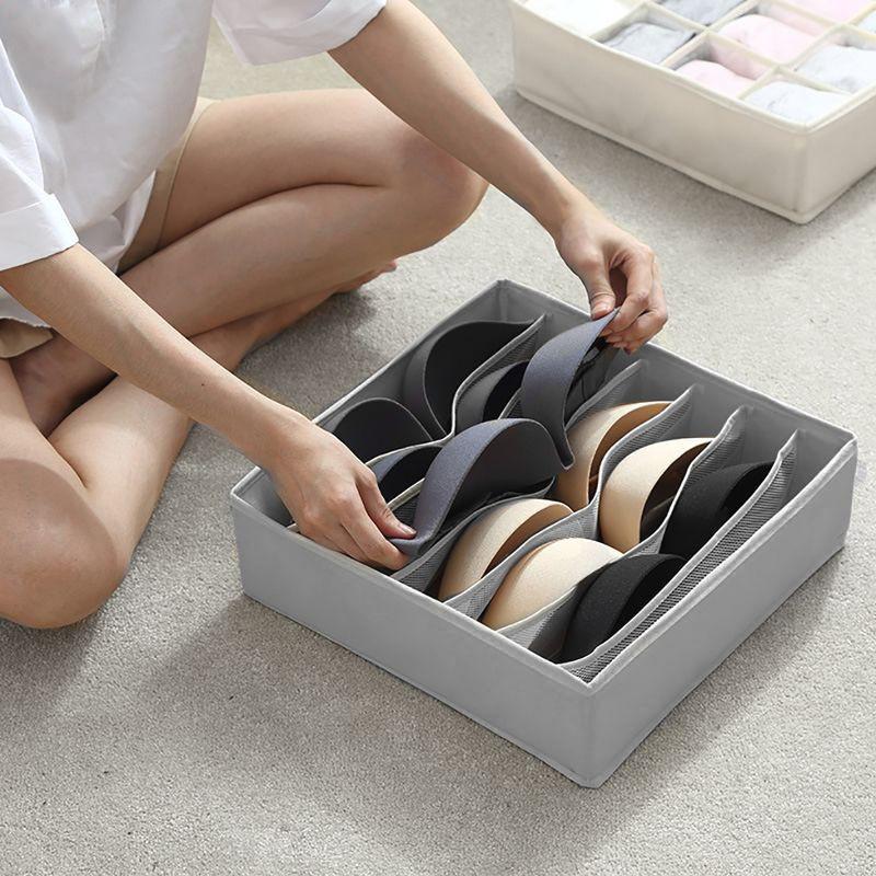 Combo 3 hộp vải đựng bảo quản đồ lót,khay đựng quần áo tất vớ bằng vải không dệt tiết kiệm diện tích 6, 7, 24 ngăn